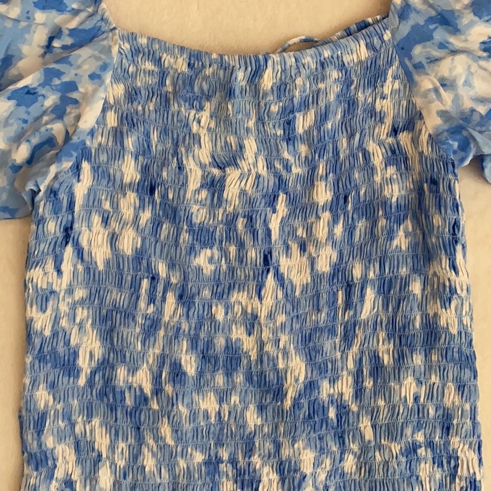 Faithfull The Brand | Magnolia Smocked Mini Dress Blue Roos Tie Dye (M/6) - Picture 12 of 16